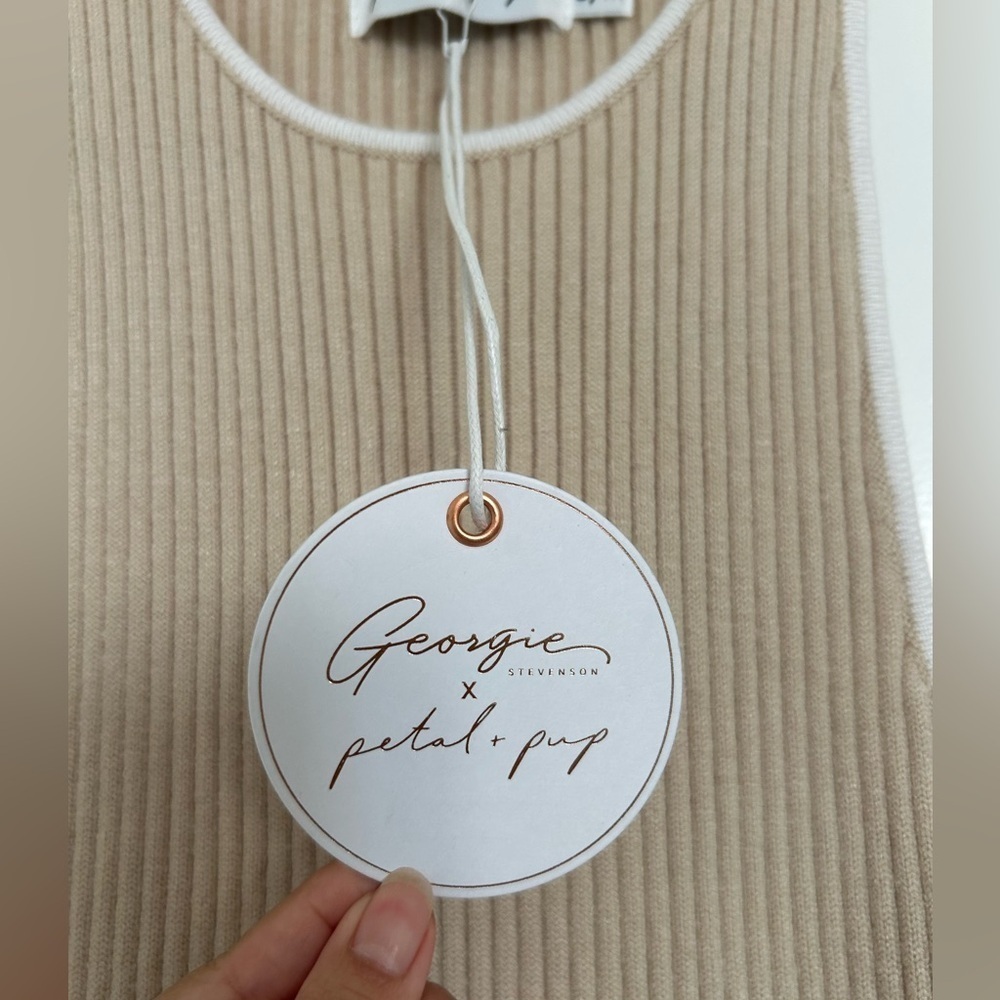 Petal & Pup x Georgie Stevenson Teoni Beige Midi Dress size small / medium NWT - Picture 11 of 12